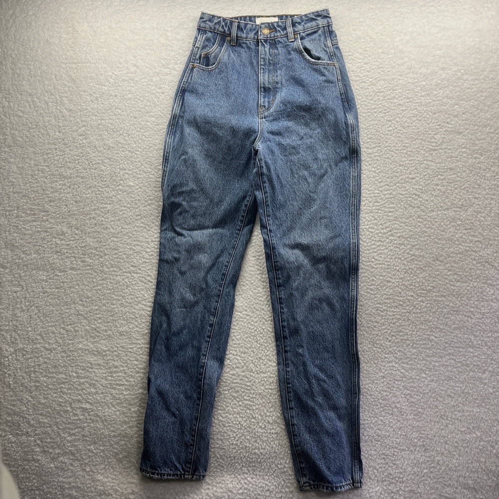 Rollas Jeans Womens 25 Blue Super High‎ Rise Relaxed Elle Casual Chore Distress